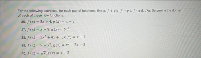 Solved For The Following Exercises, For Each Pair Of | Chegg.com