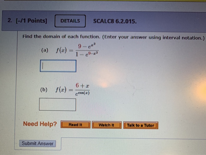 Solved Finding the domain of each fucntion problem 2 a and b | Chegg.com