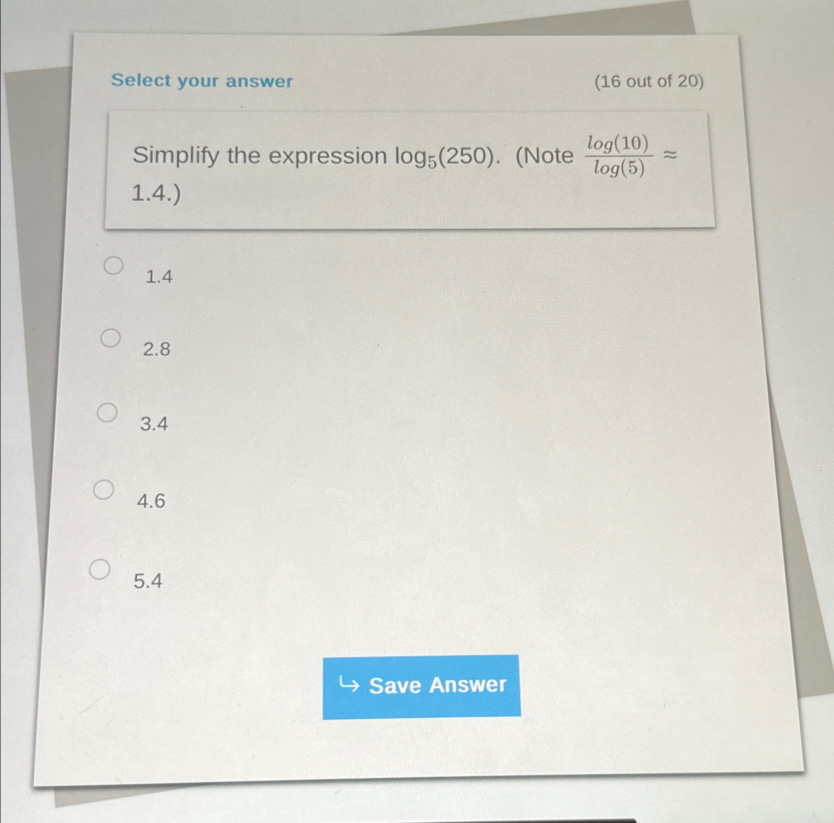Solved Select your answer(16 ﻿out of 20 )Simplify the | Chegg.com