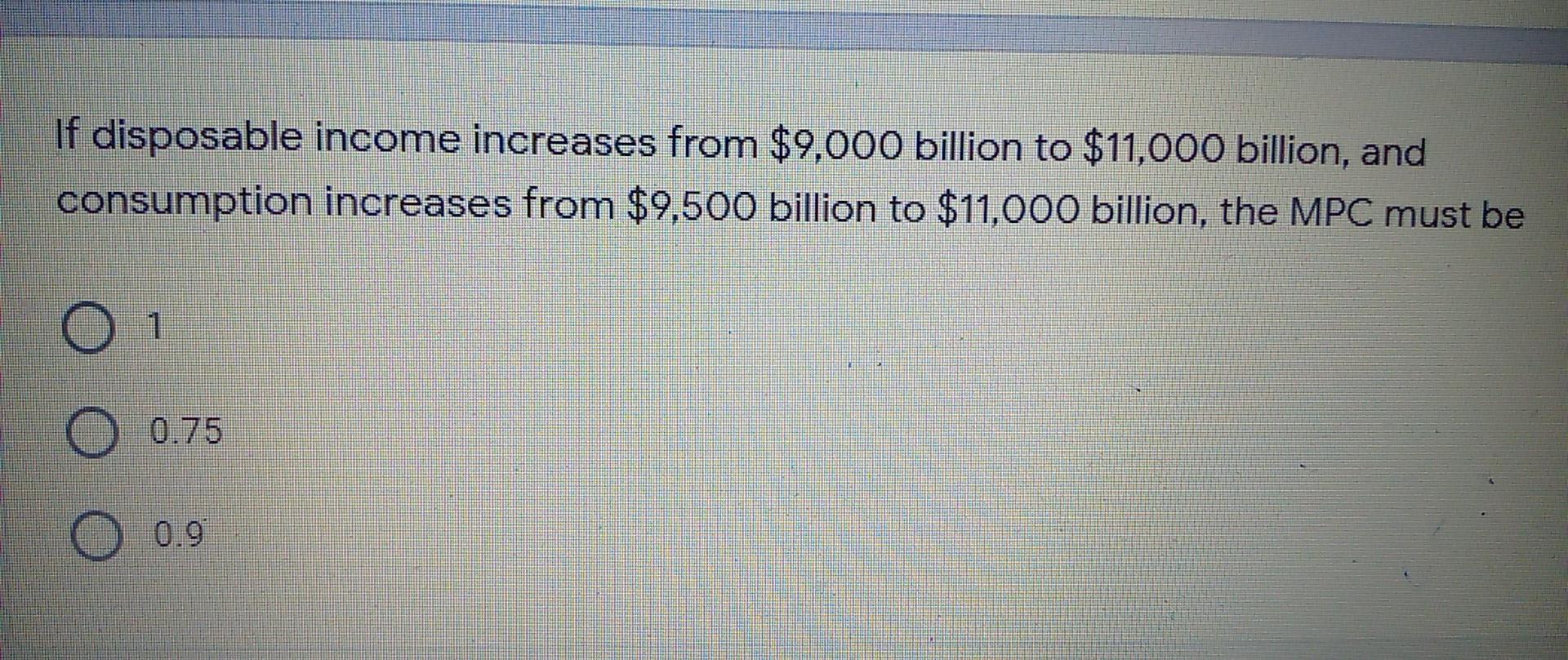 Solved If Disposable Income Increases From $9,000 Billion To | Chegg.com