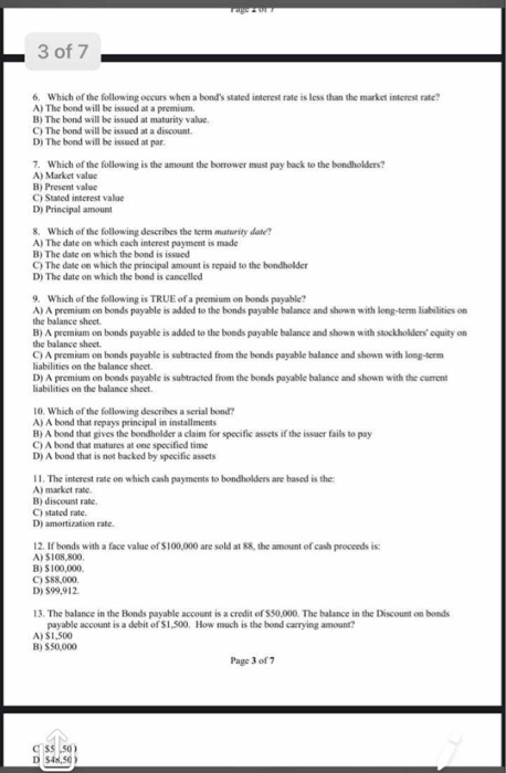Solved please answer the following multiple choice and | Chegg.com