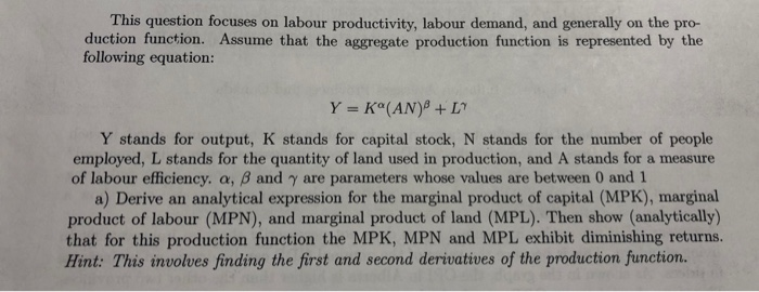 Solved This question focuses on labour productivity, labour | Chegg.com