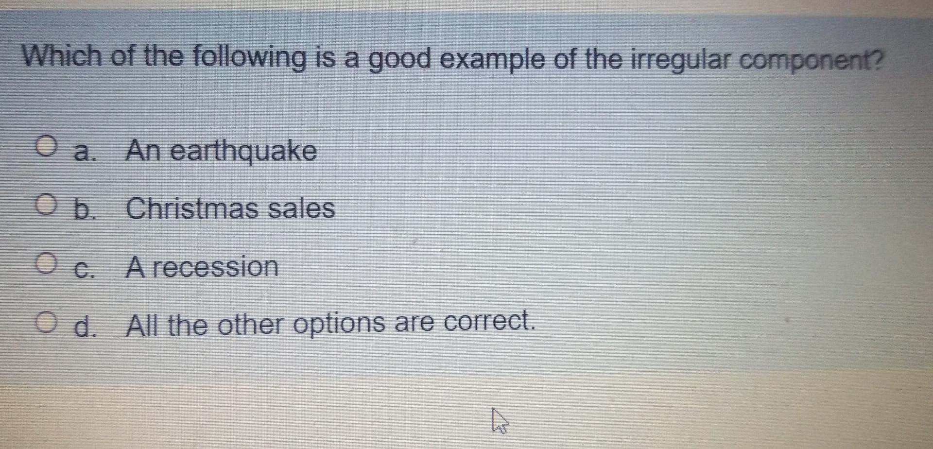 Solved Which of the following is a good example of the | Chegg.com