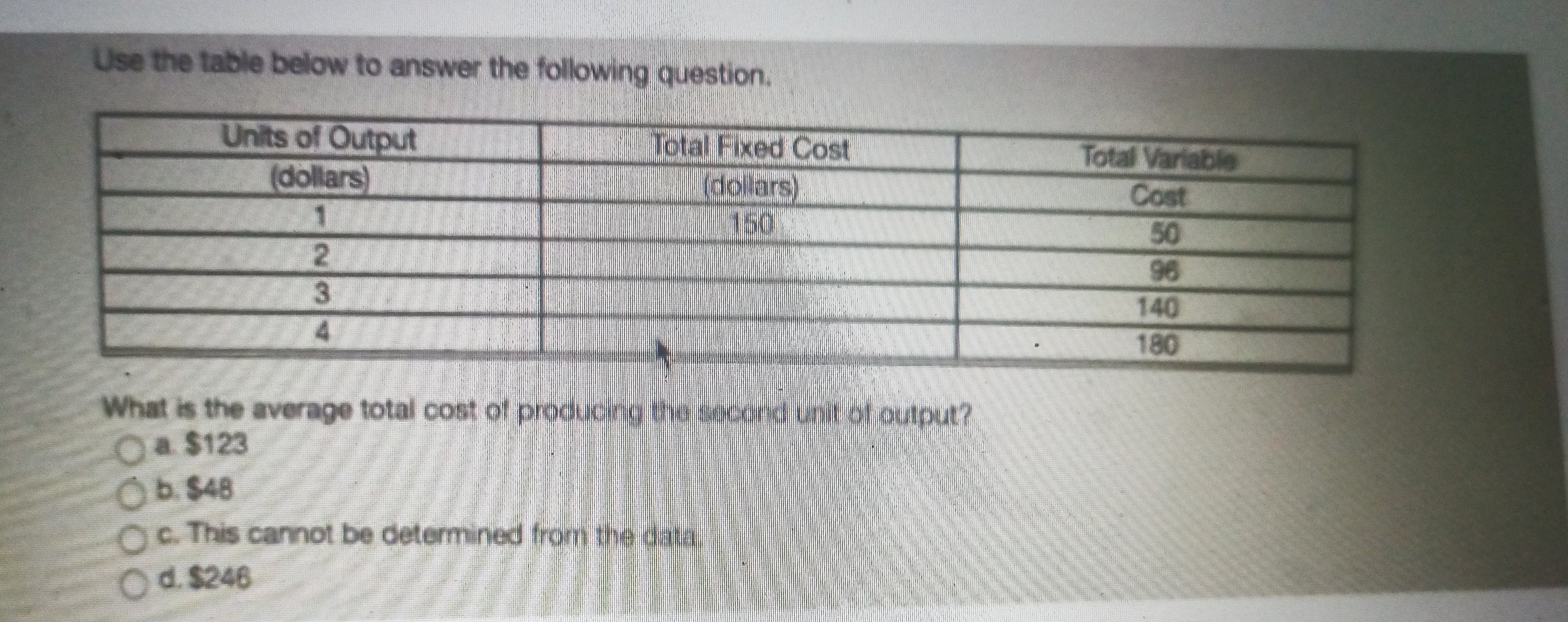Solved Use the table below to answer the following | Chegg.com