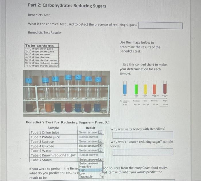 [Solved] Part 2 Carbohydrates Reducing Sugars Benedicts T