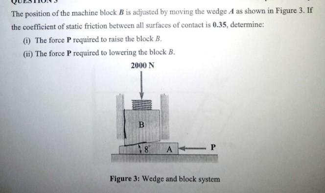 Solved The Position Of The Machine Block B Is Adjusted By | Chegg.com