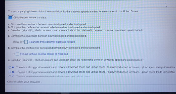 Solved The accompanying table contains the overall download