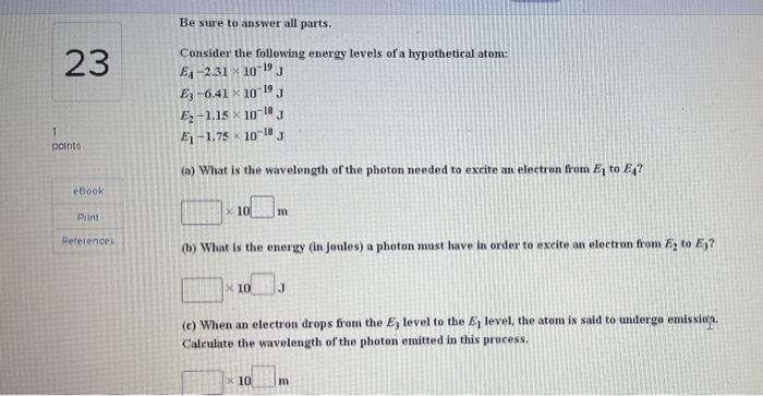 Solved Consider the following energy levels of a | Chegg.com