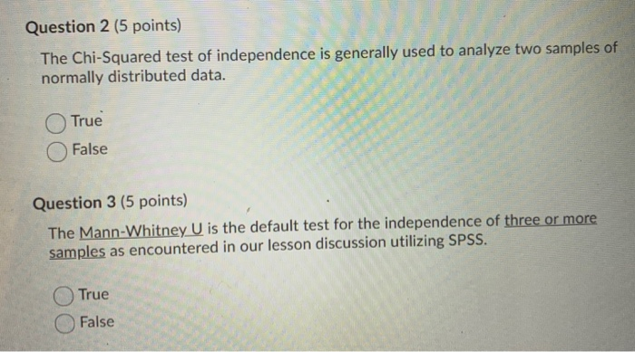 Solved Question 2 (5 Points) The Chi-Squared Test Of | Chegg.com