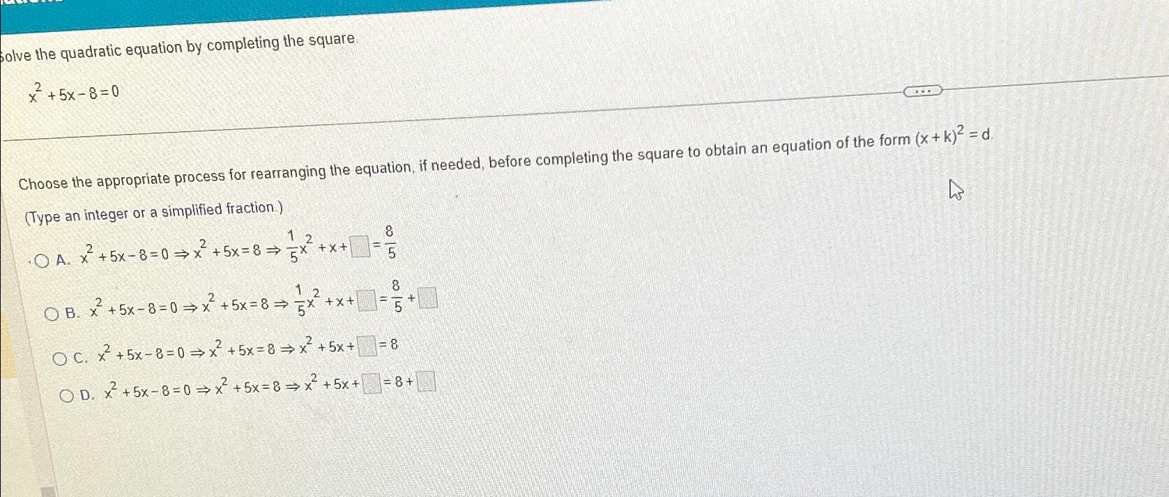 Solved olve the quadratic equation by completing the | Chegg.com