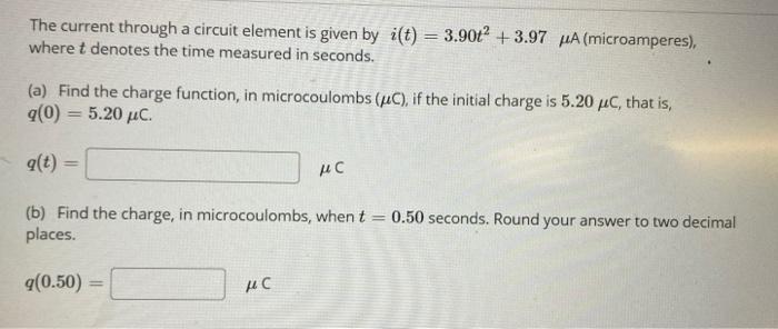 Solved The current through a circuit element is given by | Chegg.com