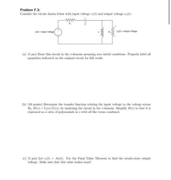 Solved Problem F.3: Consider The Circuit Shown Below With | Chegg.com