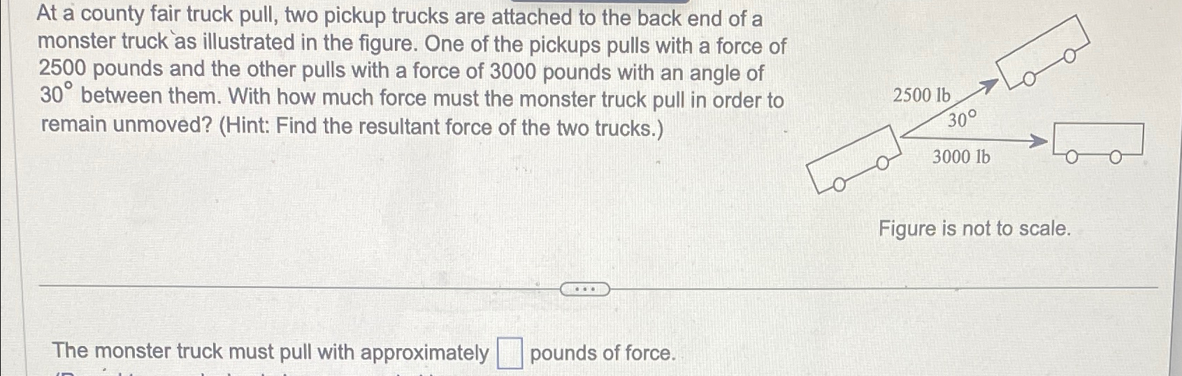 Solved At a county fair truck pull, two pickup trucks are | Chegg.com