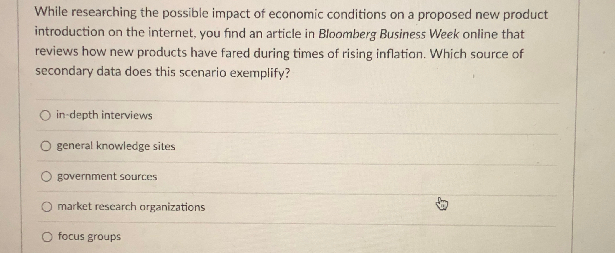 Solved While researching the possible impact of economic | Chegg.com