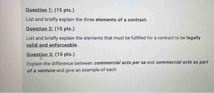 Solved Question 1: (15 pts.) List and briefly explain the | Chegg.com