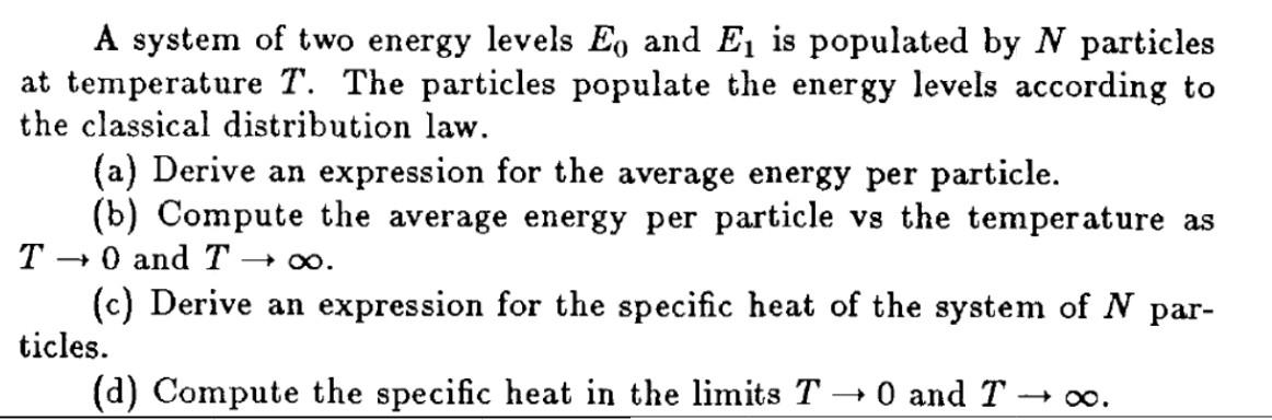 Solved A system of two energy levels E, and E, is populated | Chegg.com