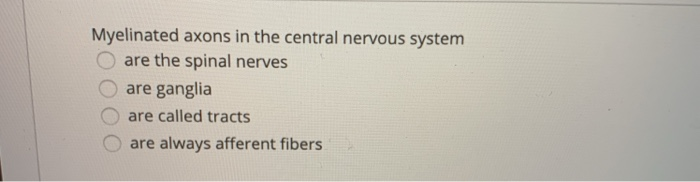 Solved Myelinated axons in the central nervous system are | Chegg.com