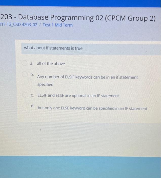Solved -203 - Database Programming 02 (CPCM Group 2) 21F-T3 | Chegg.com