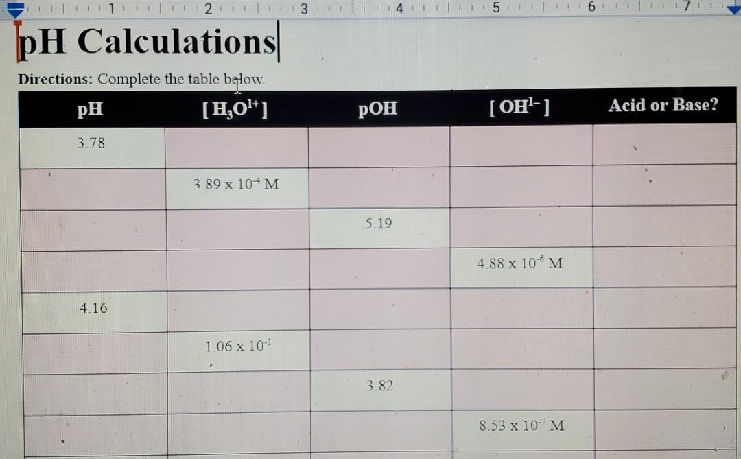 Solved 2 III EH31415161 pH Calculations Directions: Complete | Chegg.com