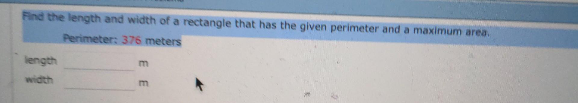 how to find length and width of a rectangle with only perimeter