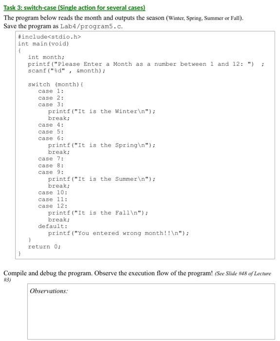 Solved e program below reads the month and outputs the | Chegg.com
