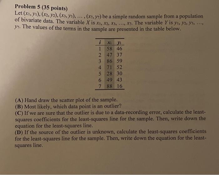 Problem 5 ( 35 points) Let | Chegg.com