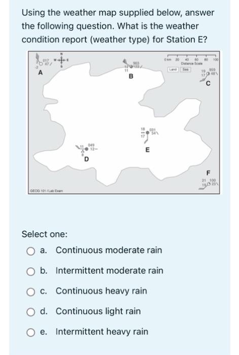 Solved Using The Weather Map Supplied Below, Answer The | Chegg.com