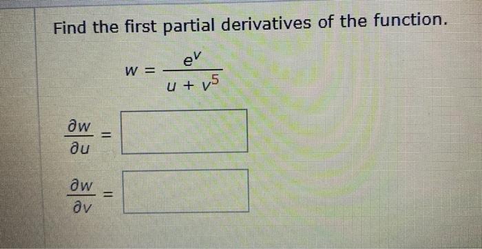 Solved Find the first partial derivatives of the function. | Chegg.com
