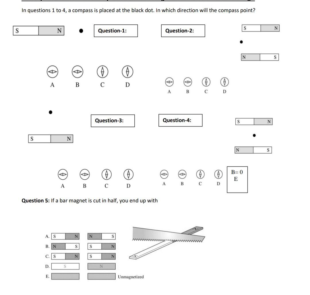Solved S In questions 1 to 4, a compass is placed at the | Chegg.com