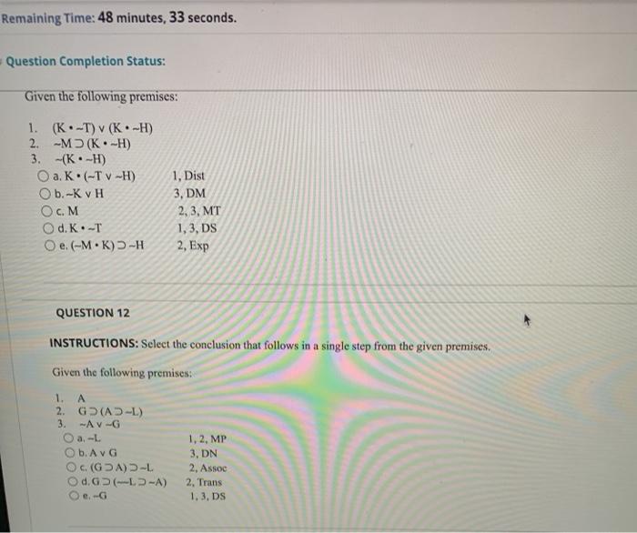 Solved Remaining Time: 48 Minutes, 33 Seconds. Question | Chegg.com