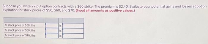 Solved Suppose you write 22 put option contracts with a $60 | Chegg.com