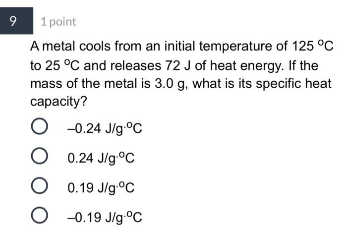 Solved 7 1 Point If A Substance Cools From An Initial Chegg Com