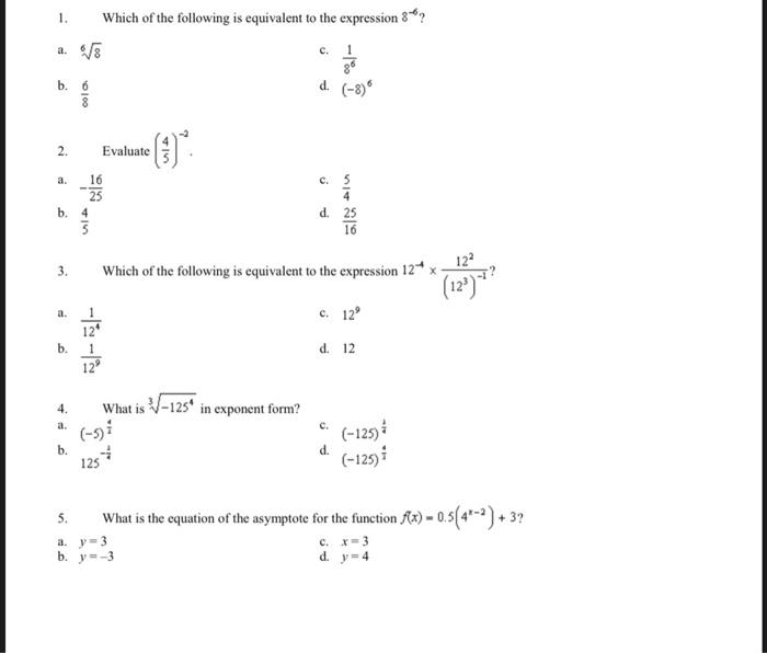 Solved 1. B. 6 8 2. Di B. 4 Which Of The Following Is | Chegg.com