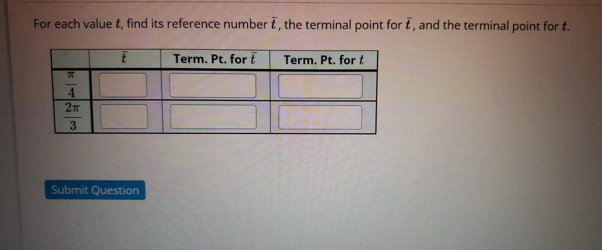 Solved For each value t, find its reference number tˉ, the | Chegg.com