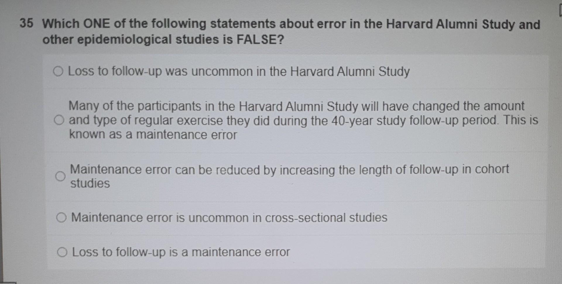 Solved Questions 31-37 relate to the Harvard Alumni Study | Chegg.com