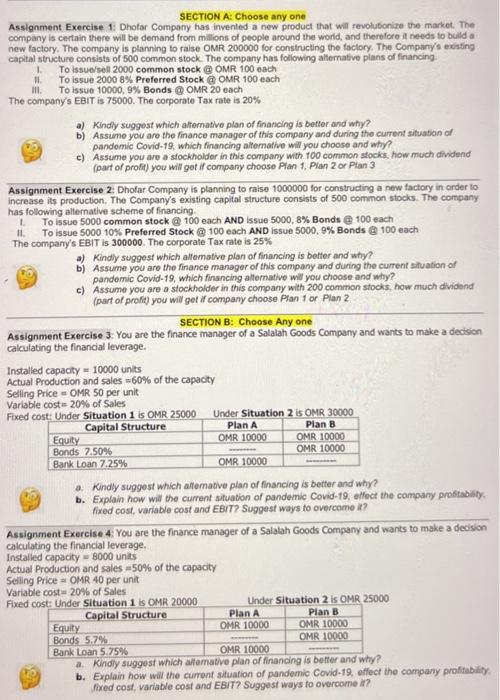 Solved SECTION A: Choose Any One Assignment Exercise 1 | Chegg.com