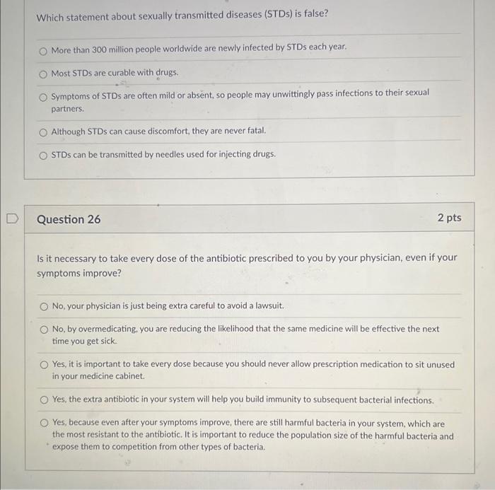 Solved Which Statement About Sexually Transmitted Diseases | Chegg.com