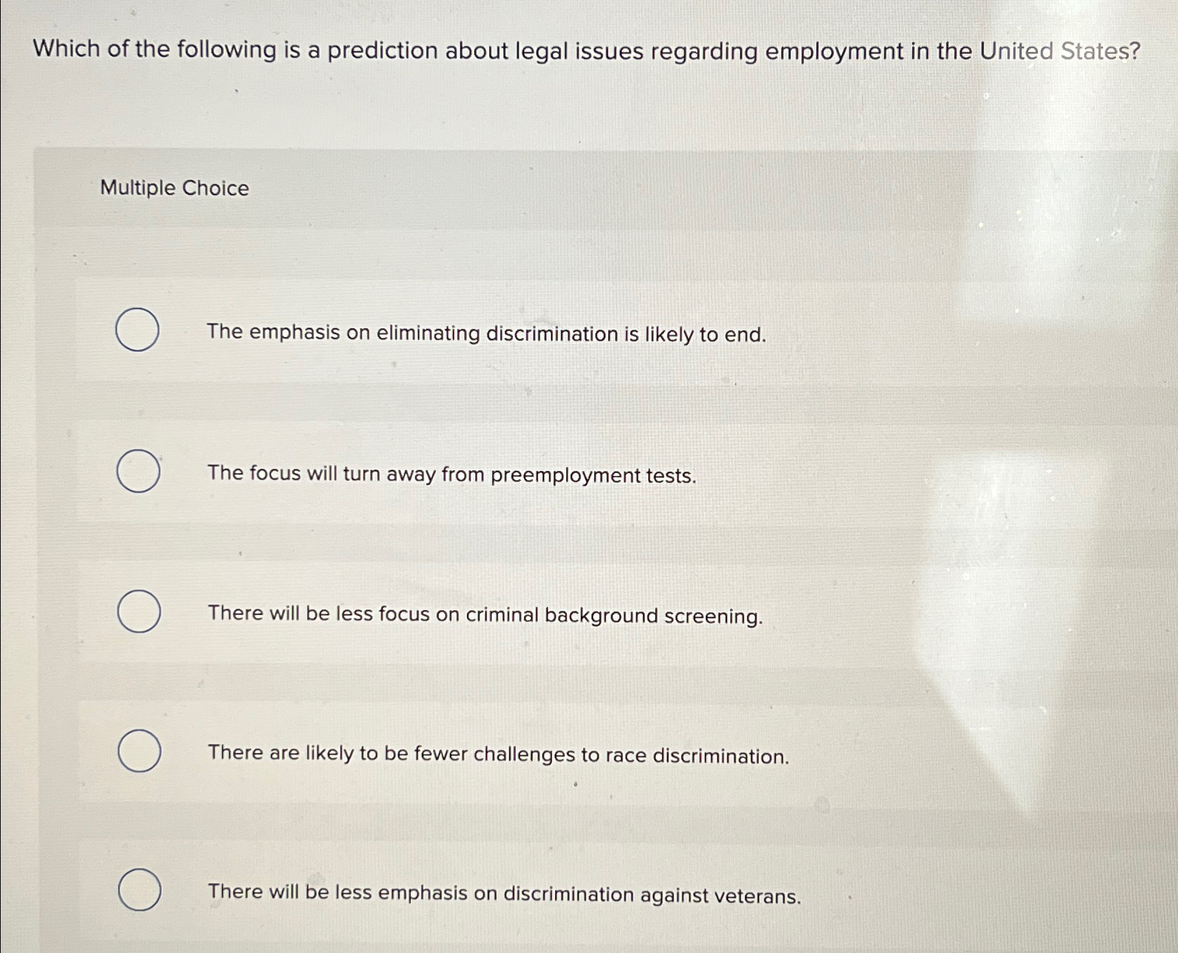 Solved Which of the following is a prediction about legal | Chegg.com