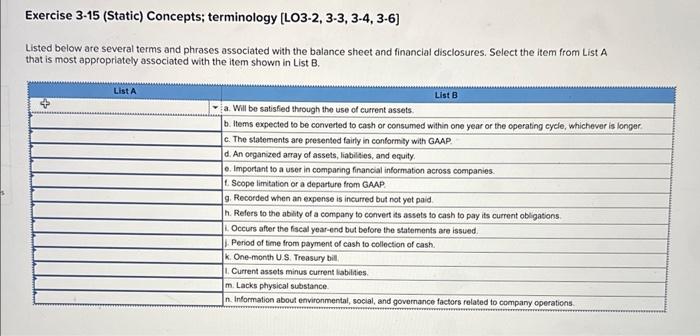 Solved Exercise 3-15 (Static) Concepts; Terminology | Chegg.com