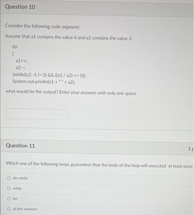 Solved Question 10 Consider the following code segment: | Chegg.com