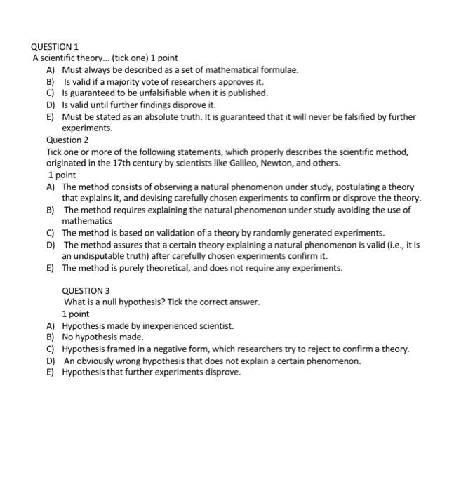 Solved QUESTION 1 A scientific theory... (tick one) 1 point | Chegg.com