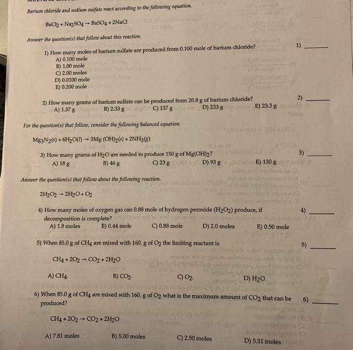 barium chloride molar mass