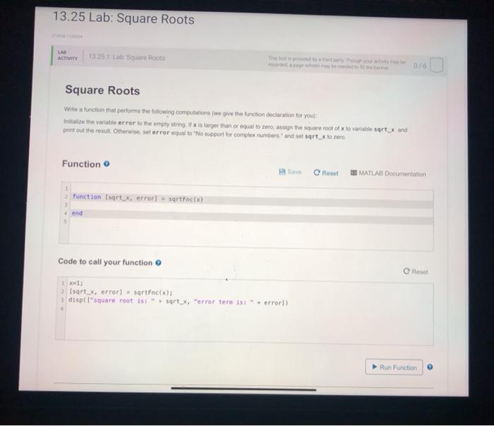 Solved 13.25 Lab: Square Roots ACTIVITY 13 251: Square Roots | Chegg.com