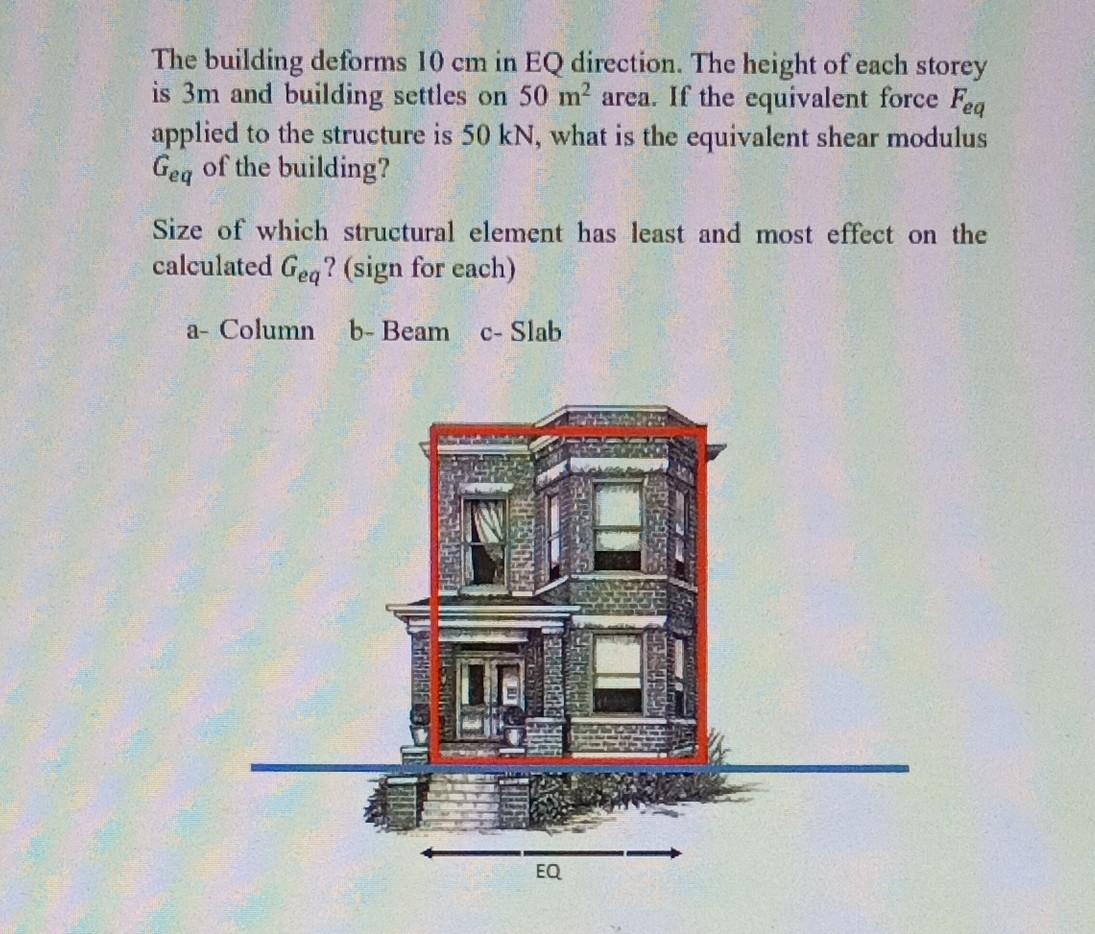 Solved The building deforms 10 cm in EQ direction. The | Chegg.com
