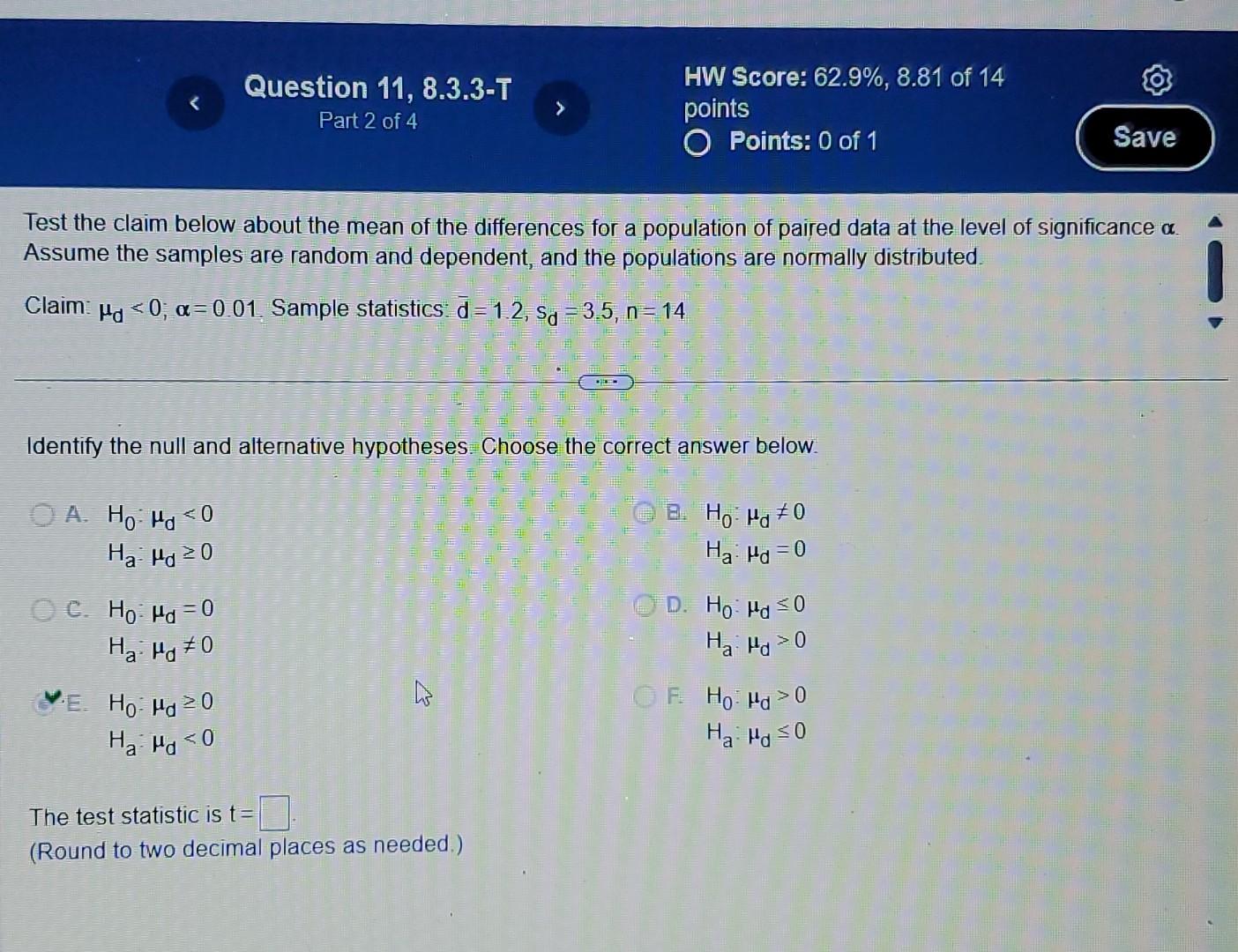 Solved Test the claim below about the mean of the | Chegg.com