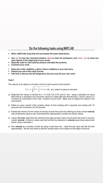 Solved * Write a MATLAE script that wilt accomplish the | Chegg.com
