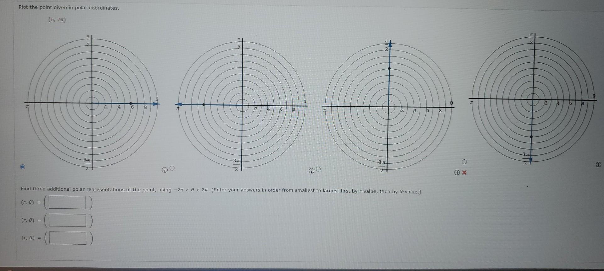 Solved Plot the point given in polar coordinates (6,7π) Find | Chegg.com