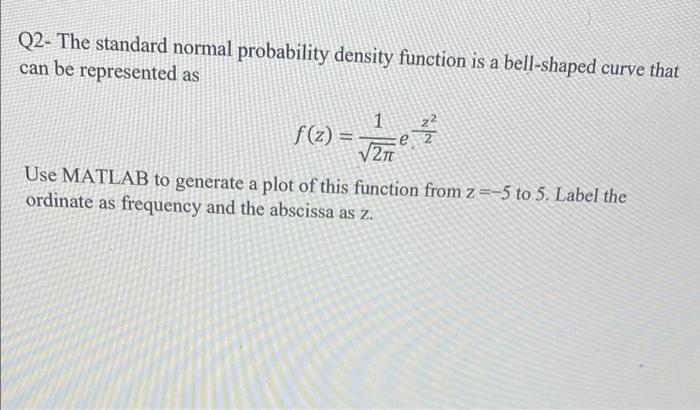Solved Q2- The standard normal probability density function | Chegg.com