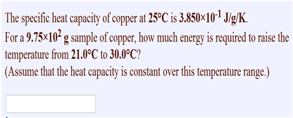 molar heat capacity of copper