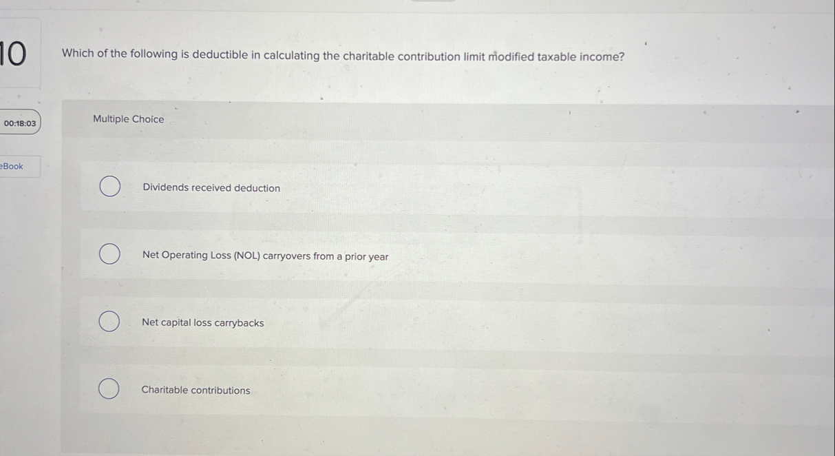 Solved Which of the following is deductible in calculating | Chegg.com